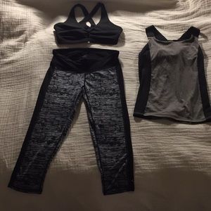 Fabletics sports bra + Champion Duodry tank/pant
